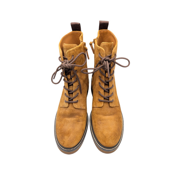 Tory Burch Miller Suede Chestnut Combat Boots Size 8 - Picture 3 of 7